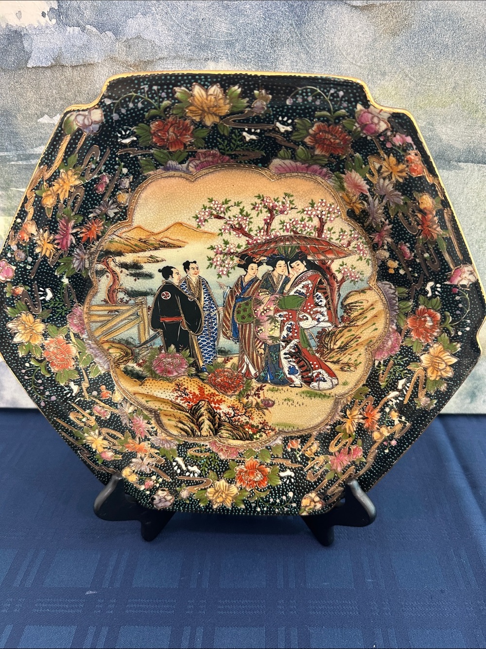 Stunning Vintage Handpainted Royal Satsuma Porcelain Plate